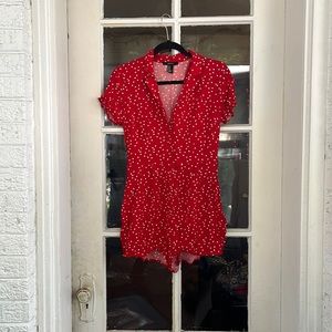 I am selling a Forever 21 romper that is red with white polka dots.